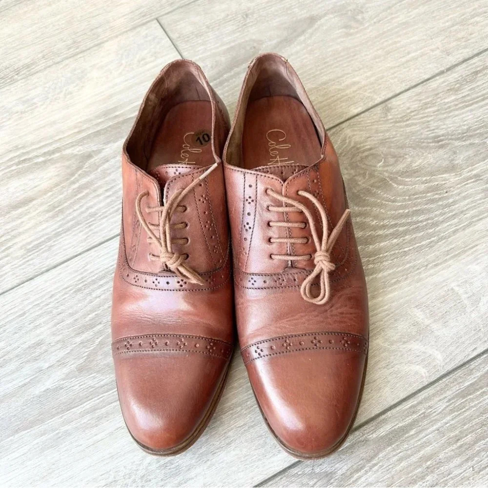 Cole Haan Full Leather Lace Up Oxfords in British Tan